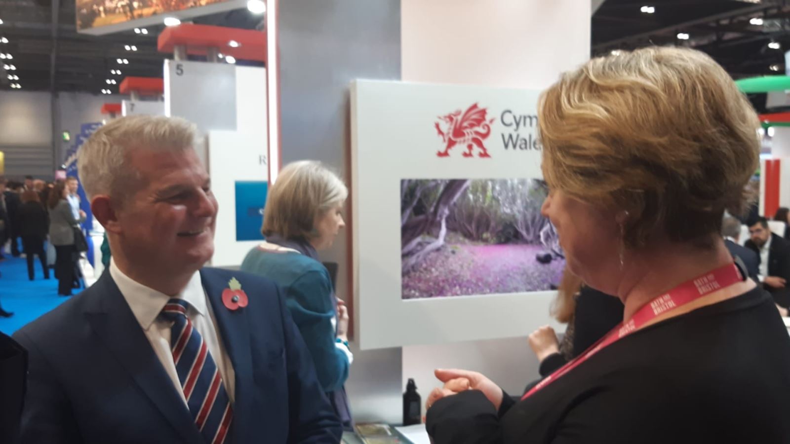 Visit West's Kathryn Davis meeting Stuart Andrew MP, Minister for Sport, Tourism and Civil Society at WTM 2022